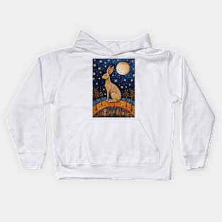 Moonlit Reverie: The Hare's Serenity Kids Hoodie